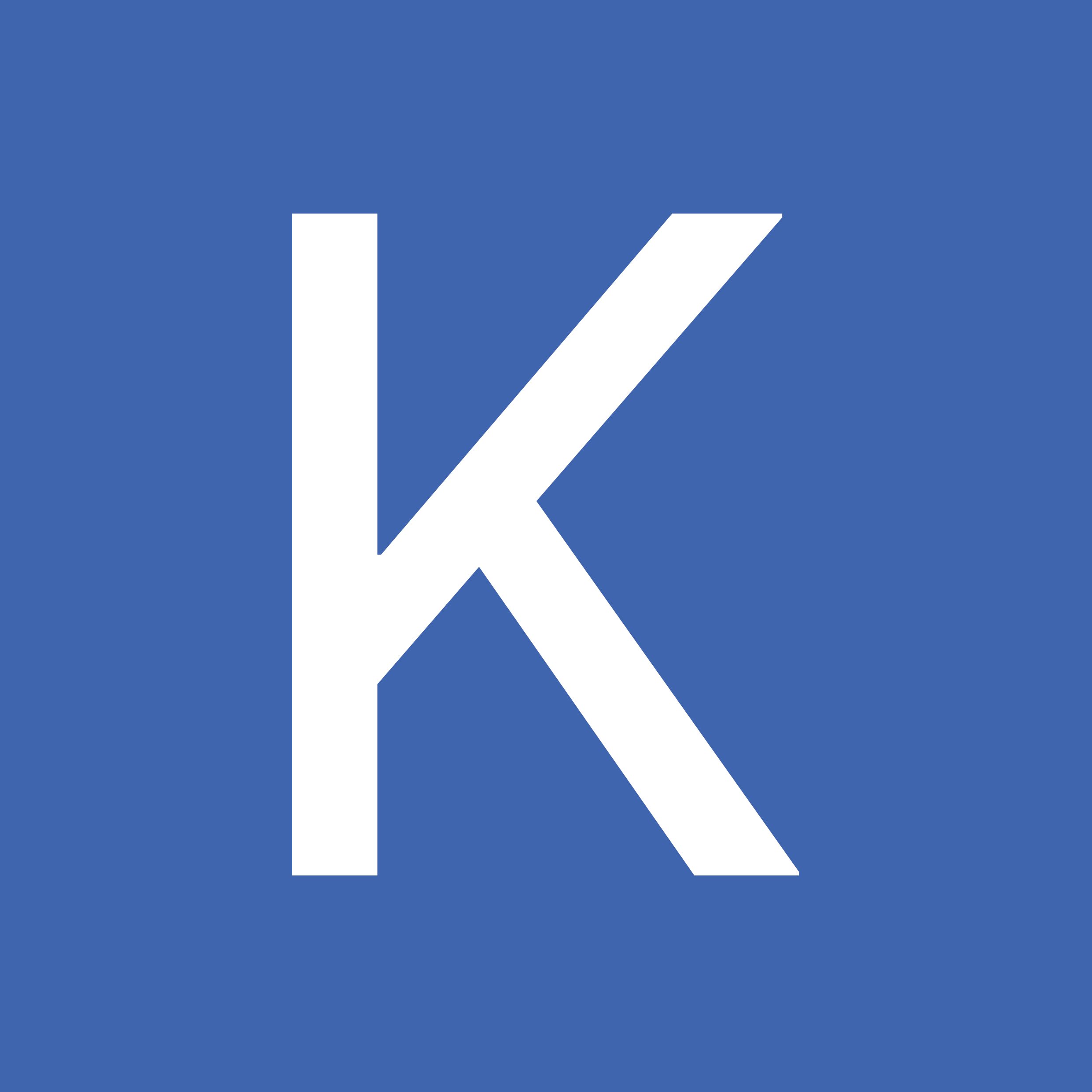 K letter in white on blue background on display